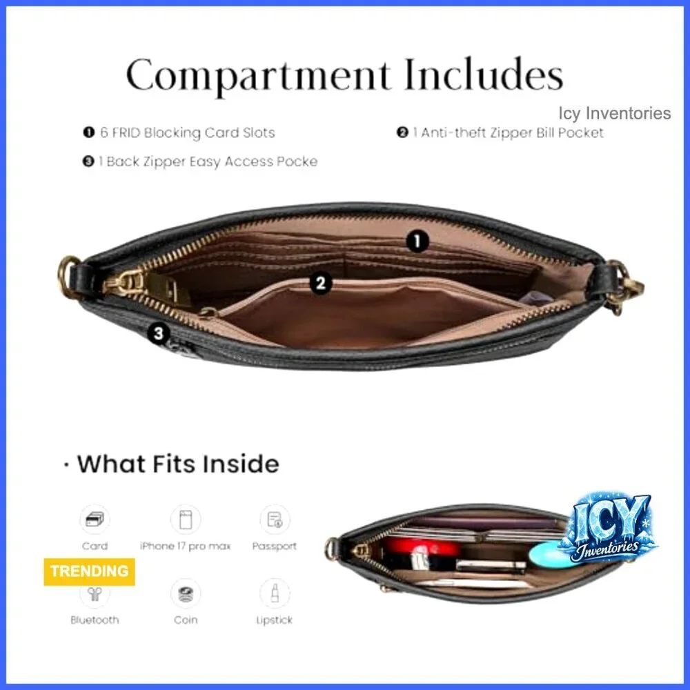 Genuine Leather Wristlet Wallet RFID Clutch Crossbody Bag